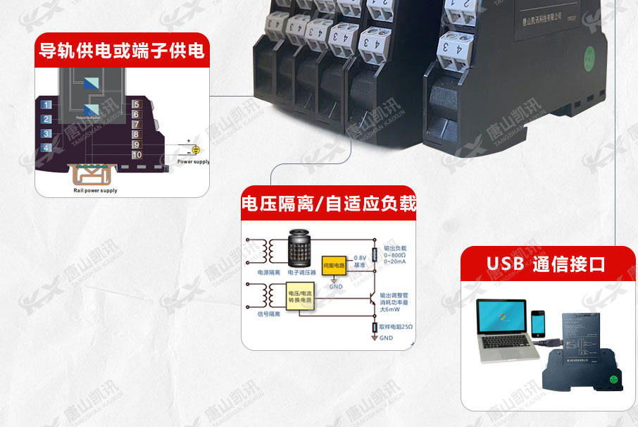 導(dǎo)軌供電或端子供電、電壓隔離/自適應(yīng)負(fù)載、USB通信接口也讓該產(chǎn)品能夠更快速的提供產(chǎn)品功效。